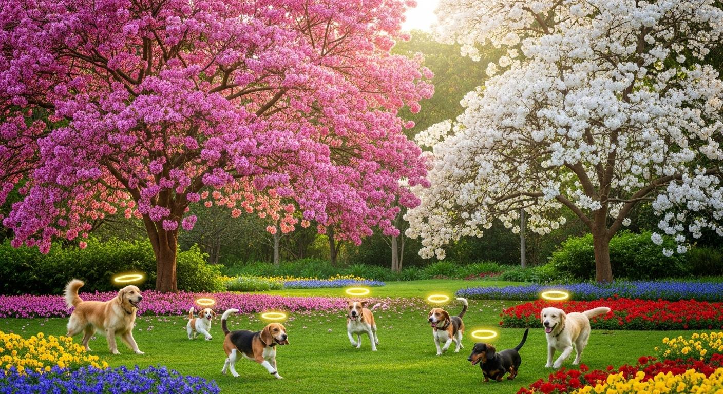 Paisagem memorial com árvores e um lago